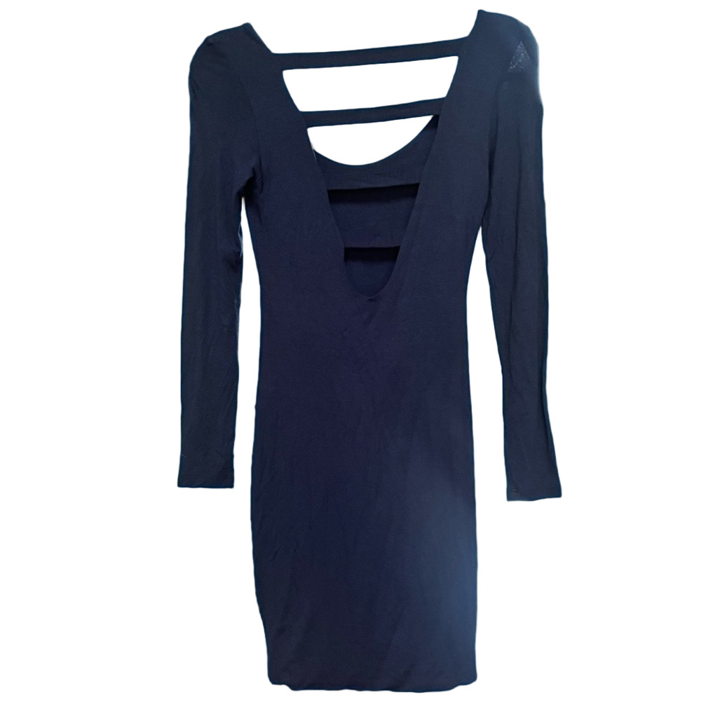 SOPRANO navy blue cut out body con long sleeve dress